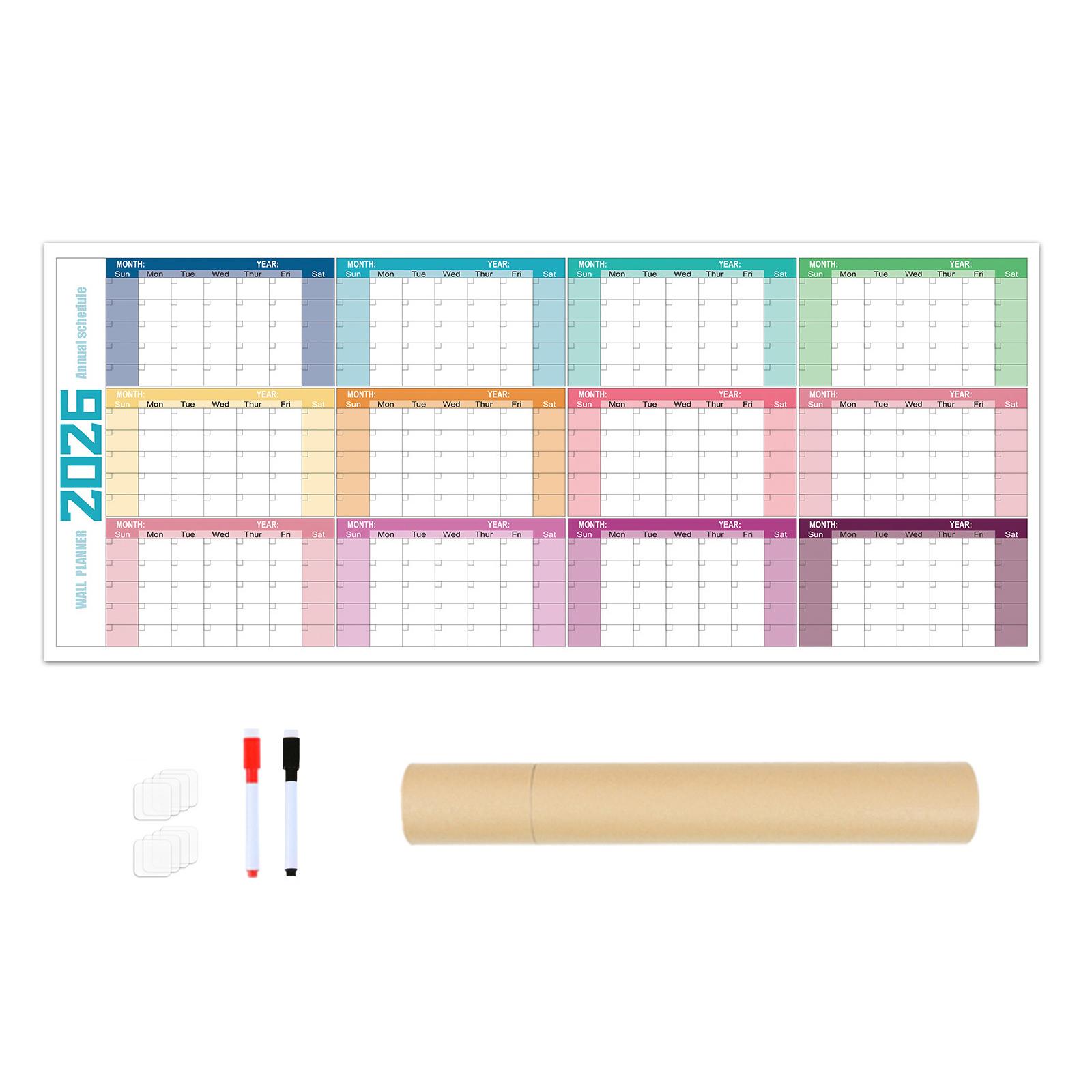 2026 Full Year to View Calendar Planner Erasable Wall Mounted Yearly Planner Calendar For Office And Home 100x42cm A