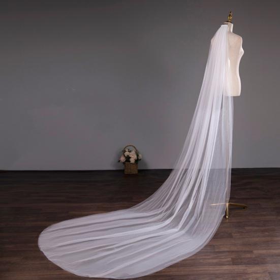 Bridal Veil with Hair Comb Double Layer Long Style Scalp-friendly Wedding Veil Soft Drooping Bridal Veil