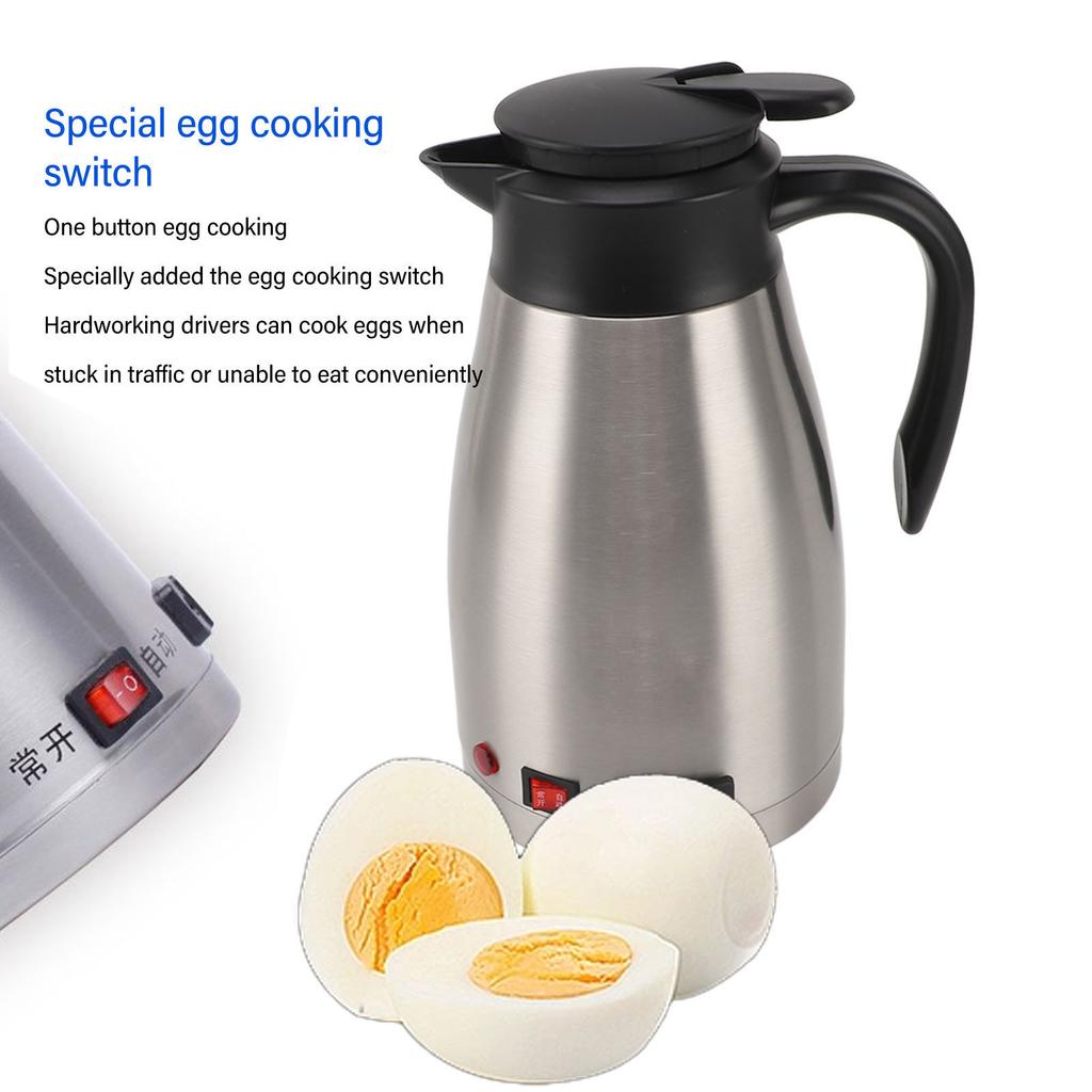 12V Electric Car Kettle Portable Stainless Steel 1300ML Large Capacity Electric Car Water Boiler for Outdoor Travel