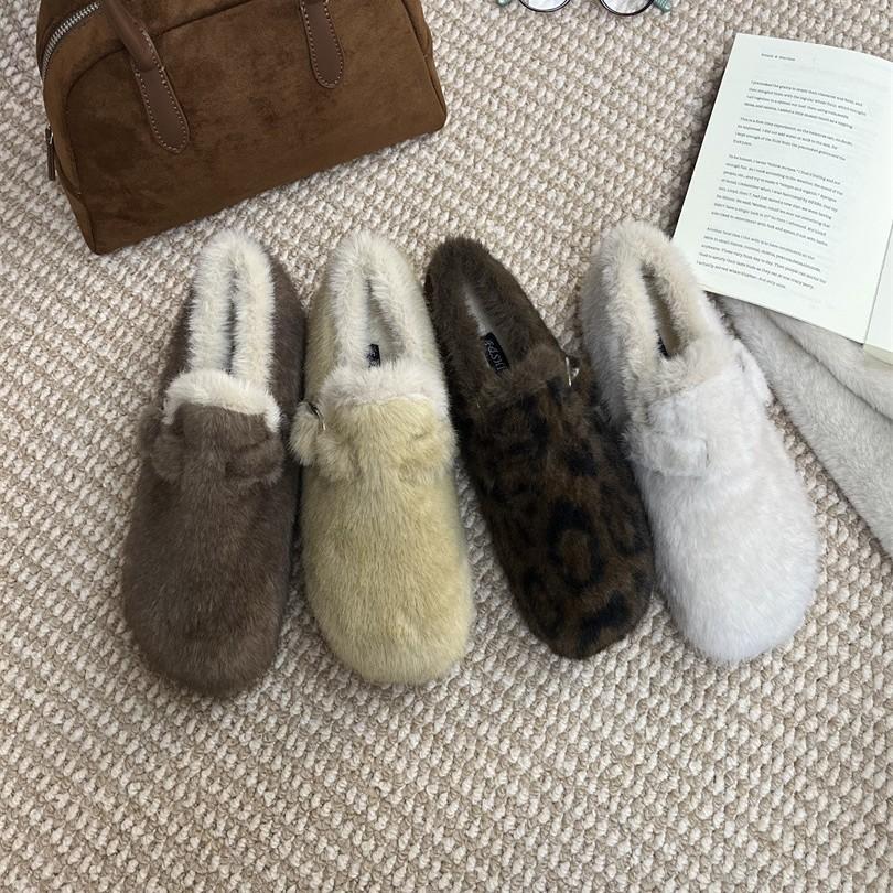2025 Autumn and Winter New Lamb Wool All-inclusive Lazy One-pedal Plush Single Shoes Thick-soled Plush Cotton Shoes