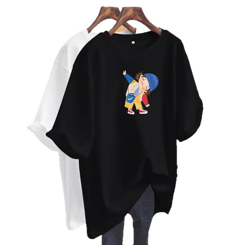 American Retro Cartoon Oversized T-Shirt - Women's Summer Loose-Fit Short Sleeve Top