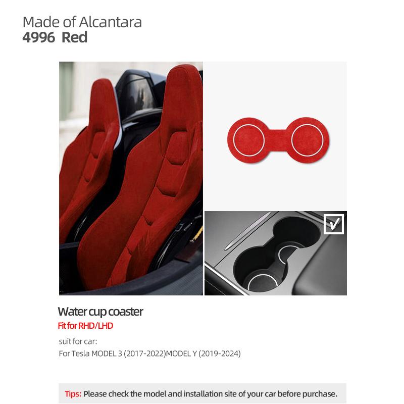 For Tesla 2018- Model 3 Highland Y Juniper Made of Alcantara Wireless Charge Panel Trim Sticker Cup Mat Car Interior Accessories