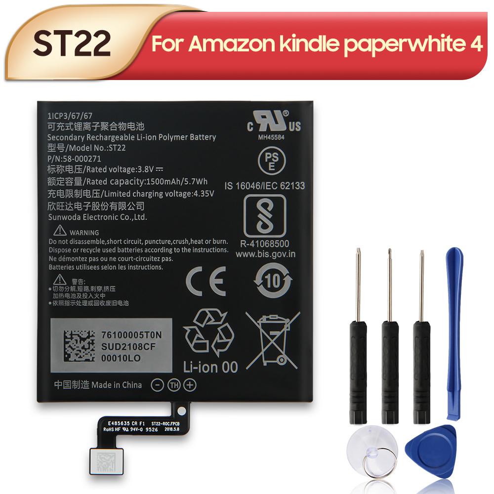 Rechargeable Lithium Battery For Amazon Kindle Paperwhite 4 58-000246 58-000271 ST22 E-Reader Battery1500mAh