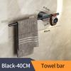Black Towel Holder Aluminium Alloy Bathroom Towel Hanger Waterproof Towel Bar SS Gold Rack Shelf Accessories 811783