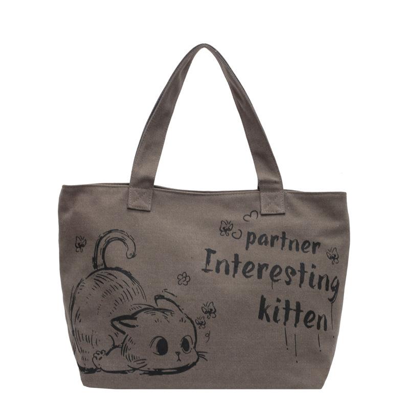 

Новая симпатичная холщовая сумка с принтом, большая вместимость, модная и универсальная сумка для поездок на работу, практичная сумка для мамы и ребенка