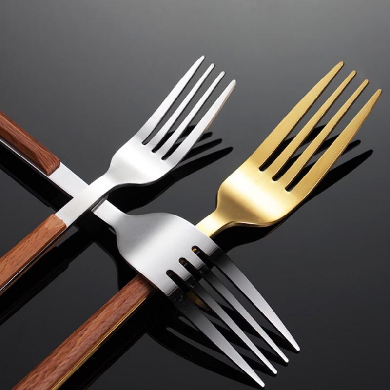 QianXing 430 Stainless Steel Gold Tea Spoon Set with Faux Wood Handle