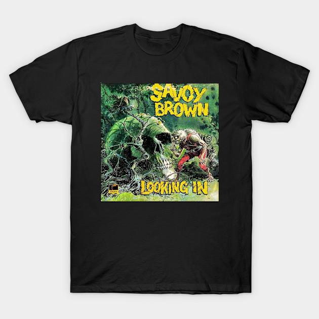 

Men Black Print T-shirt Savoy Brown Looking In 1970 No-Cut Transfer Paper Print Cotton Tshirt 2XL чорний