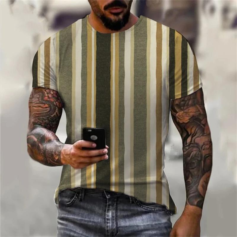 Street Hip Hop Men Women Stripe Print T-Shirt Daily Casual Oversized Sportswear Gym Tops Ropa Hombre Summer Short Sleeve Tees