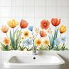 Fresh Floral Wall Sticker Waterproof Removable Peel & Stick Decal for Bathroom Sink Backsplash Home Wall Decor