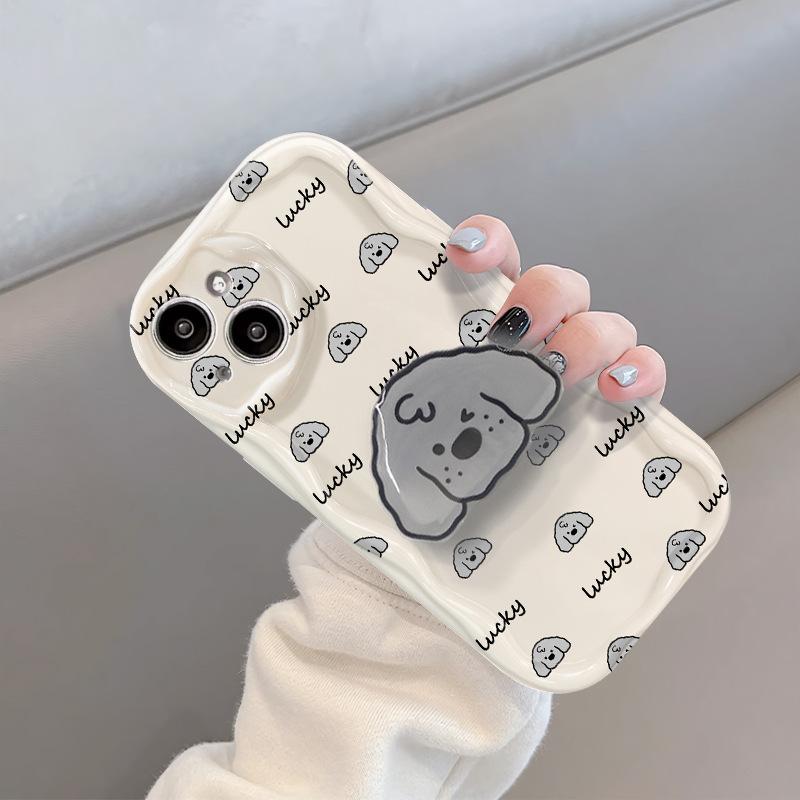 Applicable To Apple 14promax Mobile Phone Case IPhone 15/13 Transparent Silicone 11/12 Full Screen Dog Stand 6s