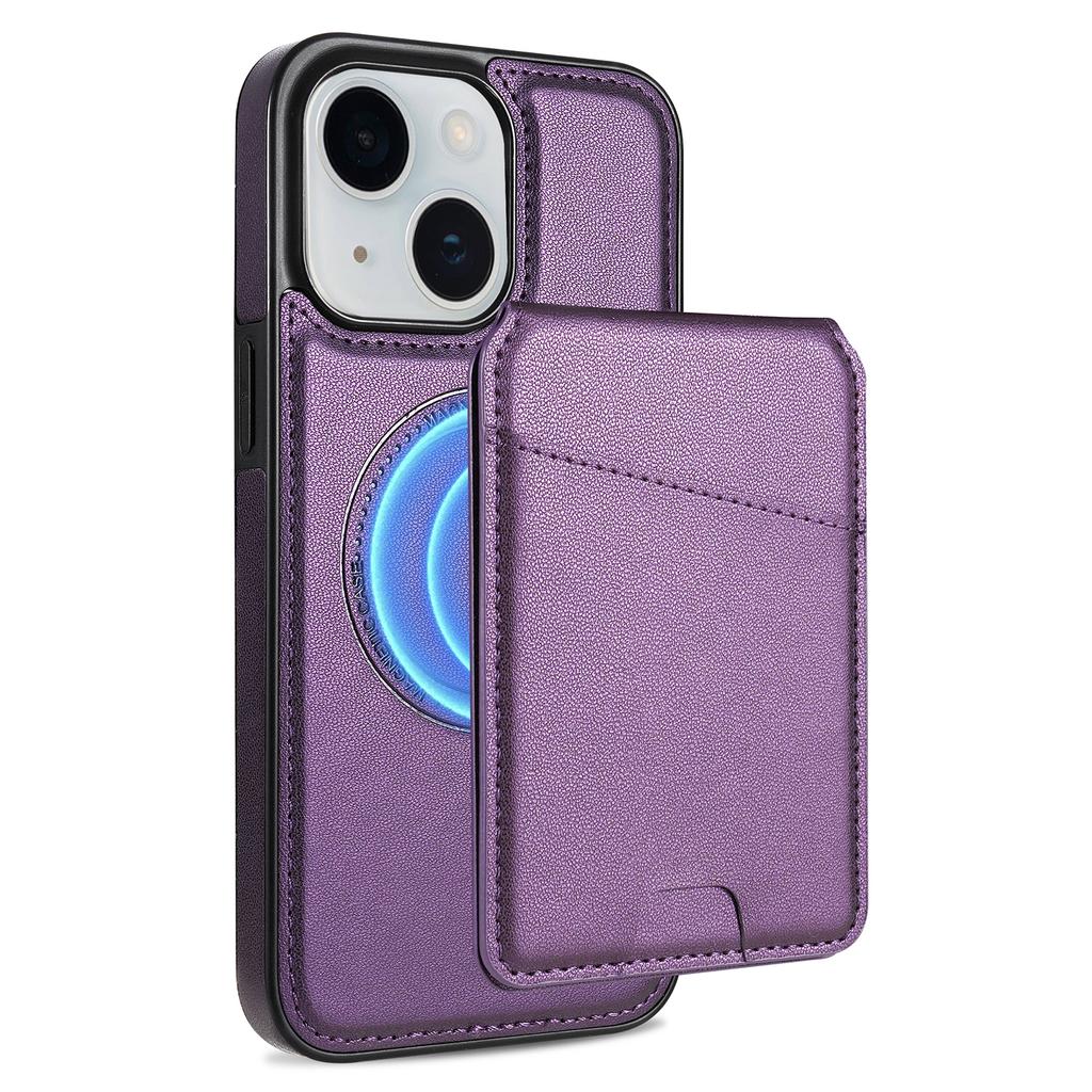 For iPhone 15 Case Compatible with MagSafe Detachable Card Holder Kickstand Leather Phone Back Cover