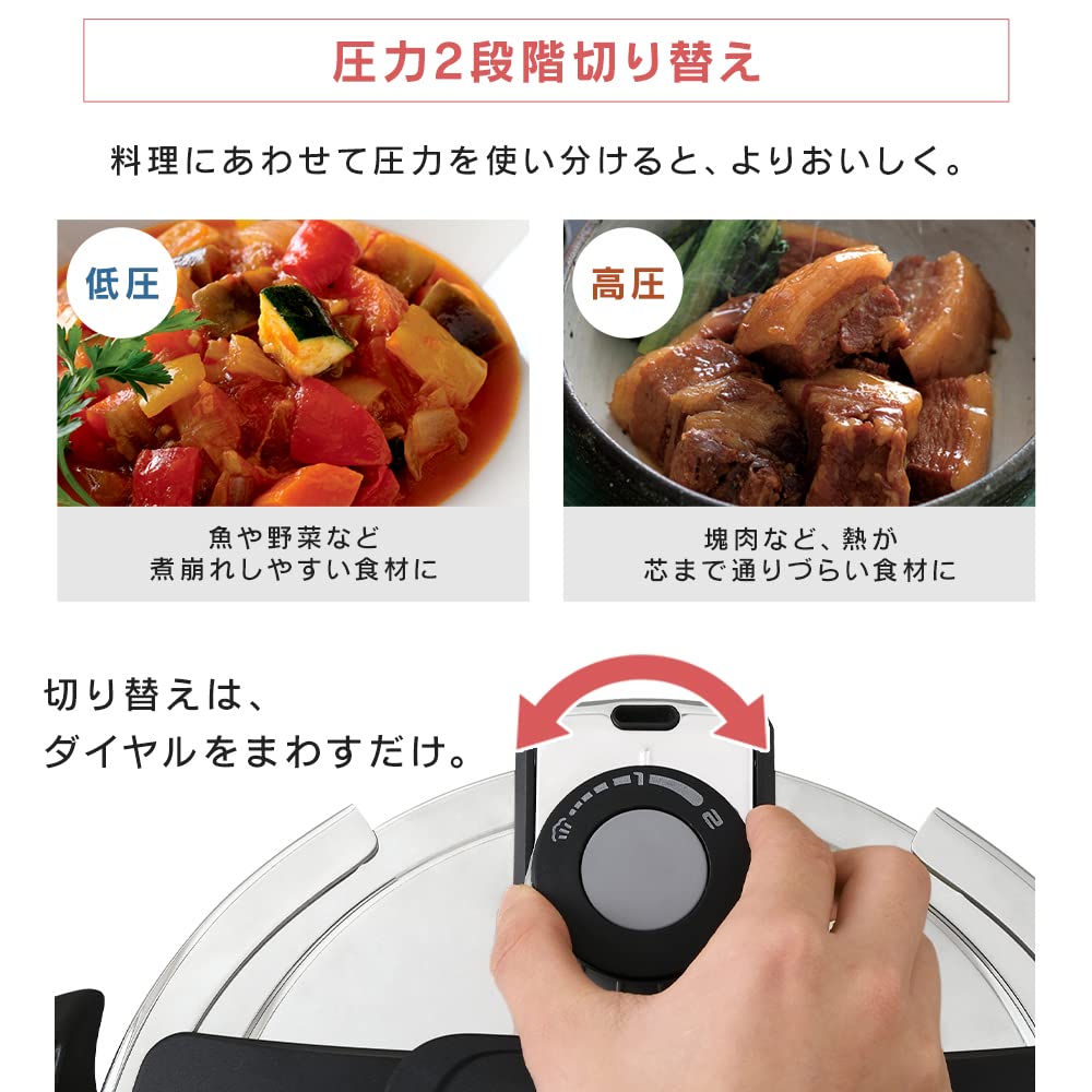 Utility Iris Ohyama Pressure IH 10 Year 3 Layer Includes Pressure Safety Lock Set Book of 60 Pot Pressure Lid Inner Basket Glass [Save Bills/Save