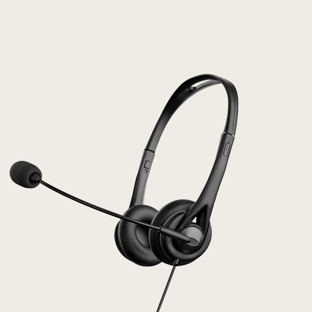 Noise-Canceling Over-Ear Telephone Headset with Microphone for Telesales Agents