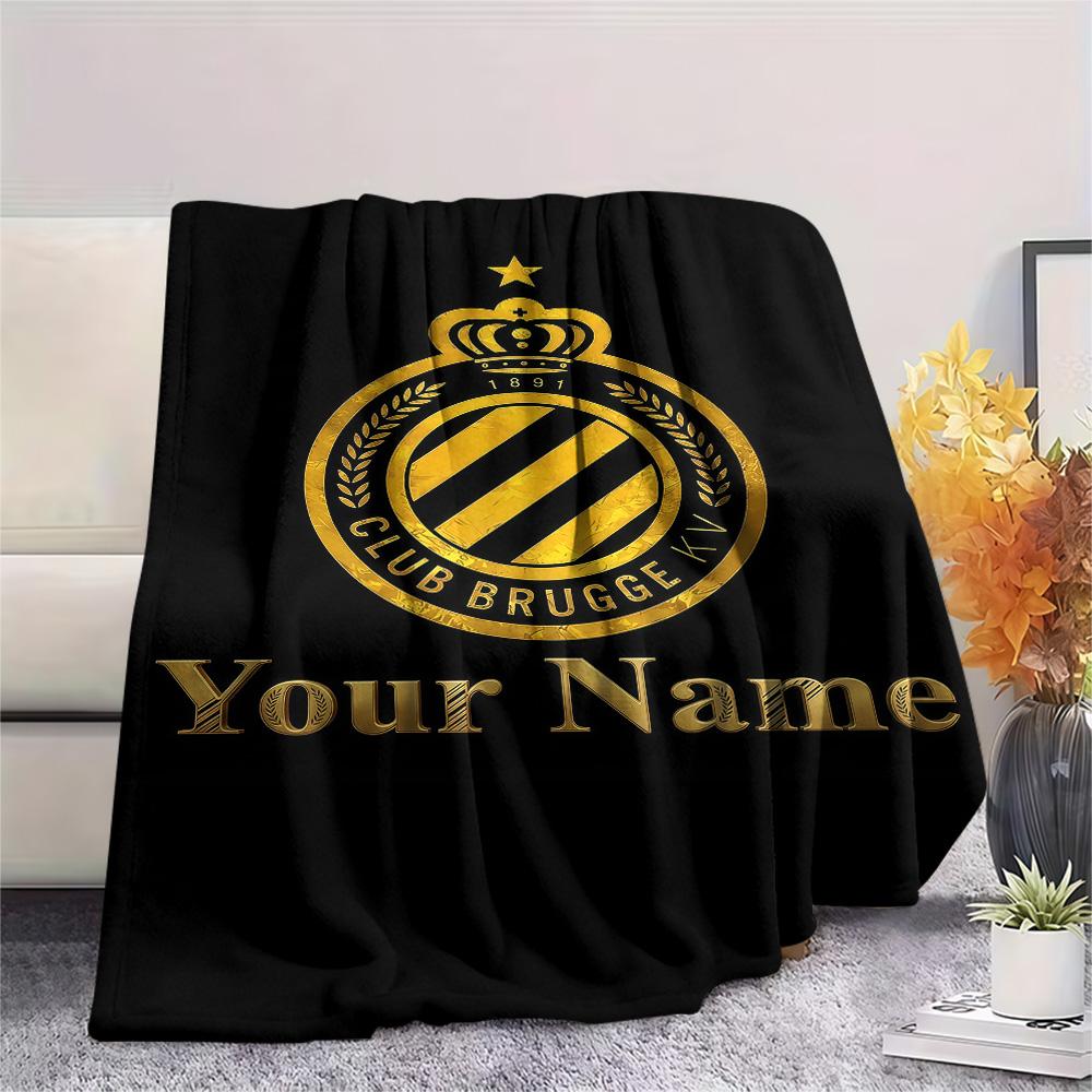 1PC Custom Name Club Brugge K.V Patterned Flannel Blanket Suitable For All Seasons for Home Decor Warmth and Comfort Gifts Holiday Present -HE106