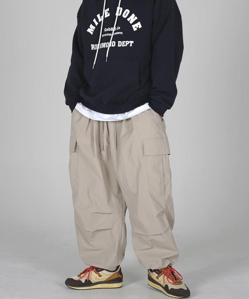 Deomail Ml Nylon Wide Balloon String Pants [Beige]