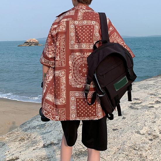 Women Shirt Lapel Short Sleeve Printing Shirt Tops Loose Fit Buttons Placket Casual Beach Vacation Tops