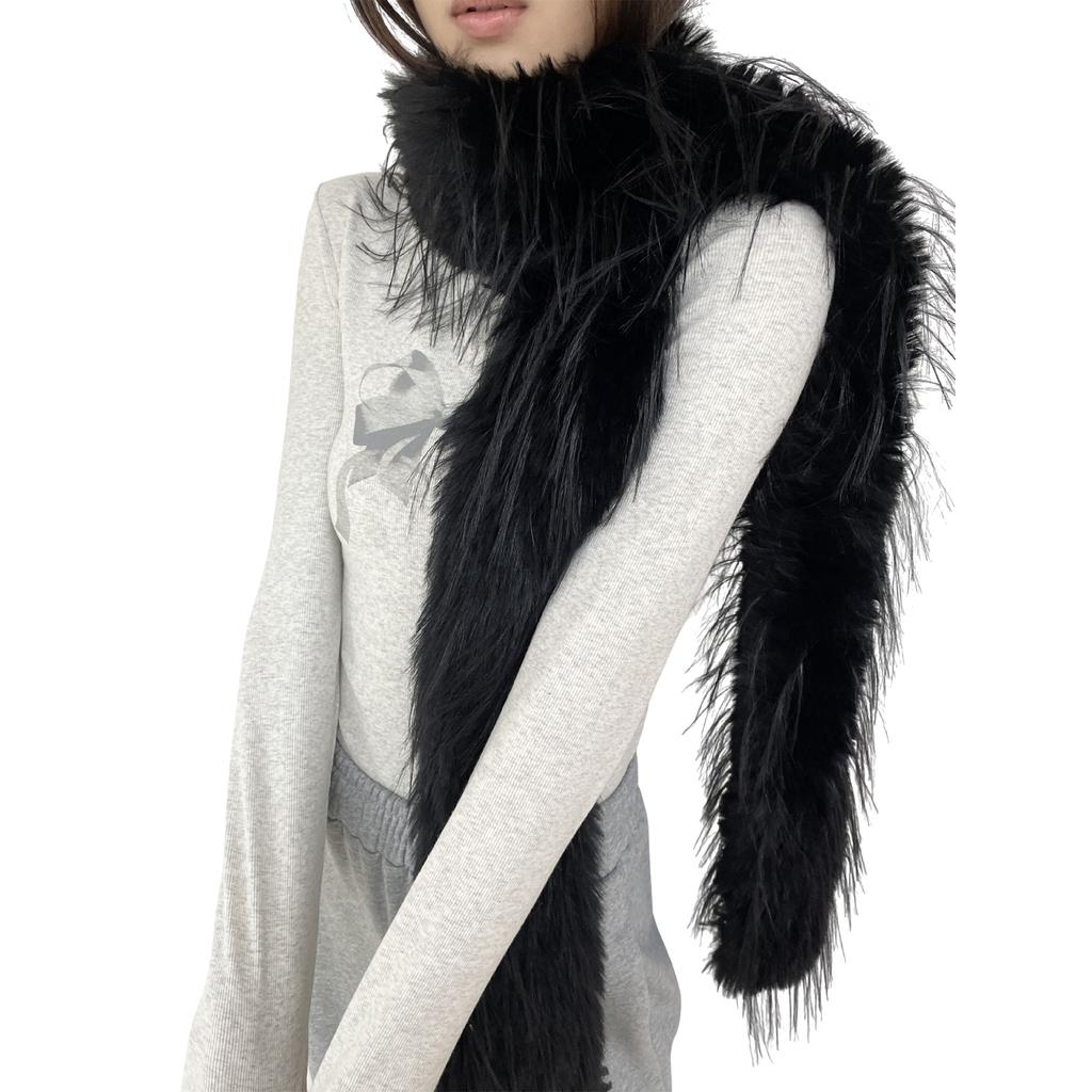 Furry Furs Collar Scarf for Winter Decorative Neck Gaiter Long Furs Shawl Adult Teens Warm Neckwear Formal Dress Collar