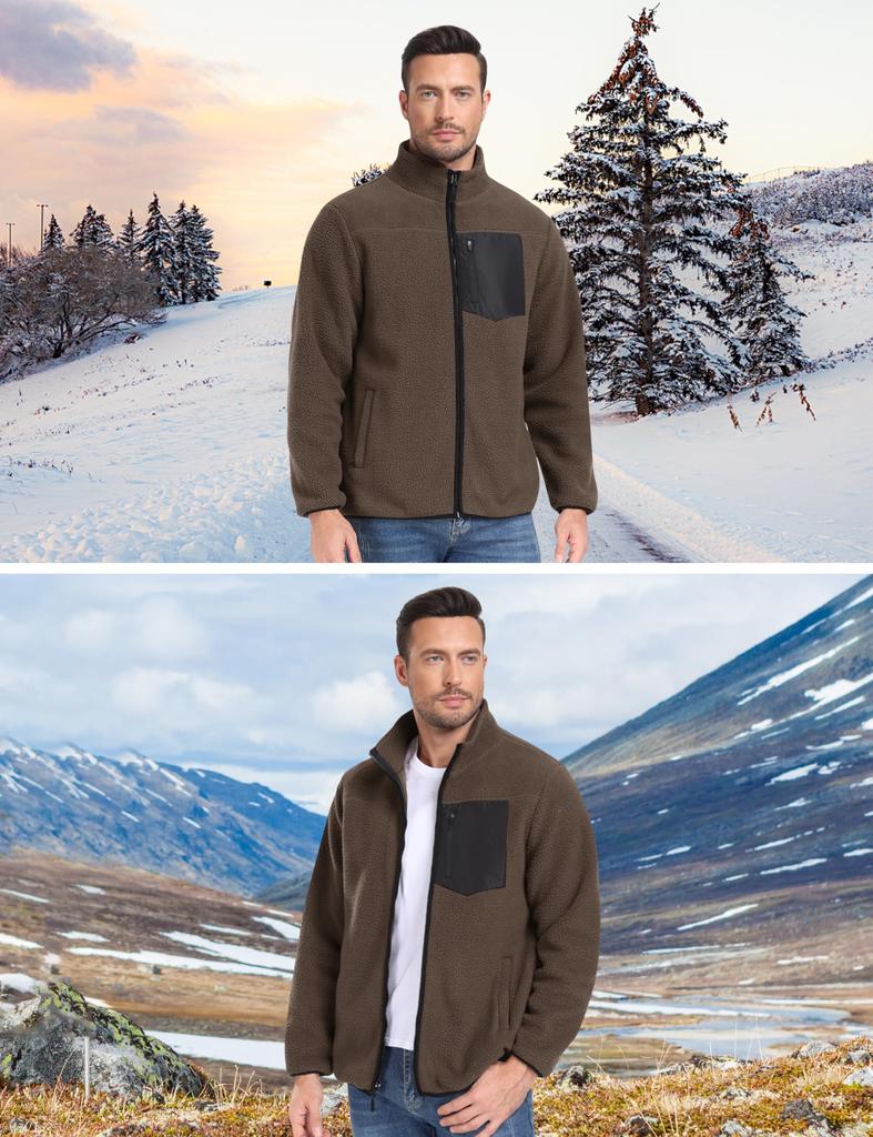 Jachetă de iarnă pentru bărbați MoFiz Fleece Boa Boa Cold Solid, Îmbrăcăminte exterioară, Jachetă, Palton, Vreme, Rezistent la vânt, Cald, Navetă, Casual, Drumeții, Culoare, Simplu,