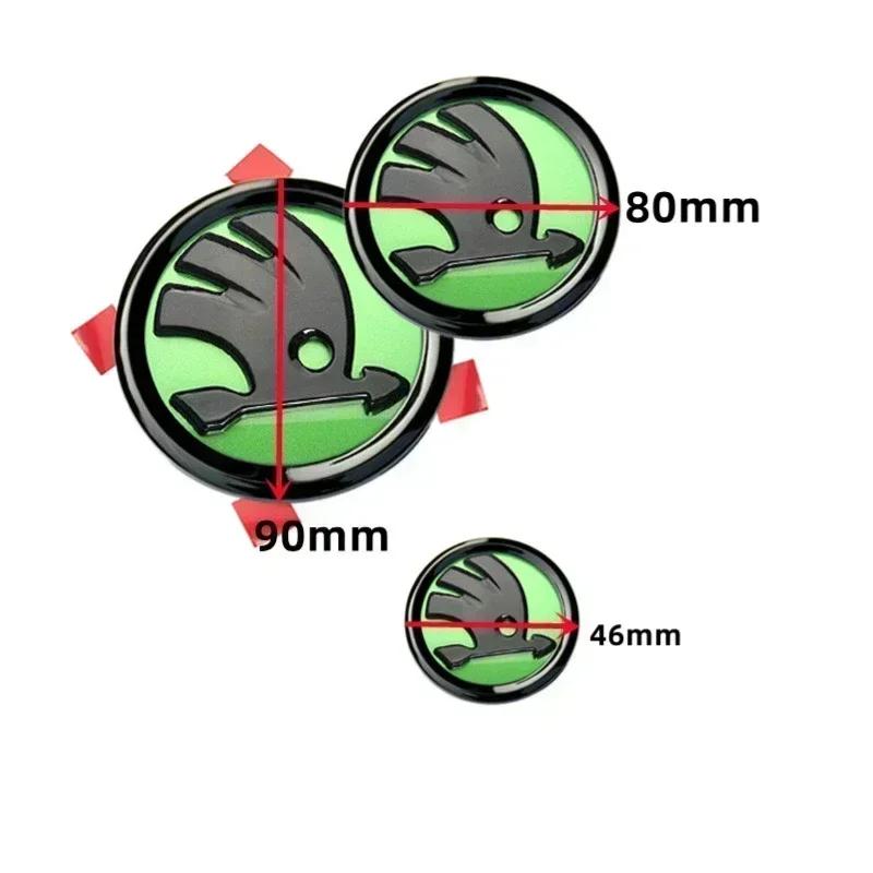 DDWO5 3Pcs for Skoda Rapid Octavia Fabia Laura Superb 1 2 3 Kodiaq Karoq Car Front Hood Rear Trunk Emblem Steering Wheel Logo Sticker