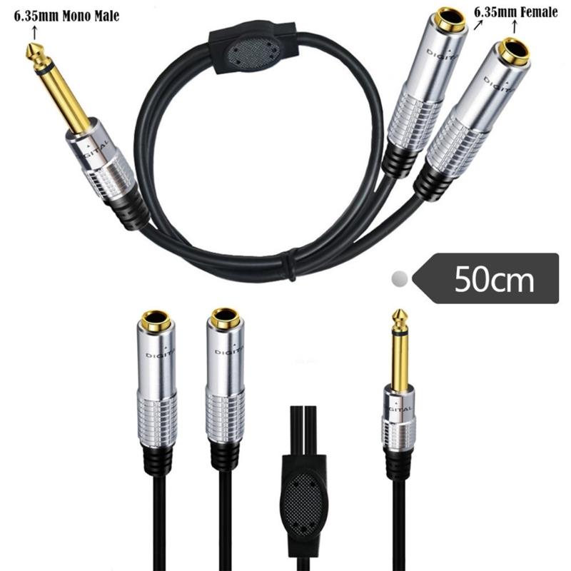 6.35mm Guitar Signal Y Splitter Cable 1/4" Male To Double Mono 1/4" Female Adapter Speaker Headphone Extension Cable