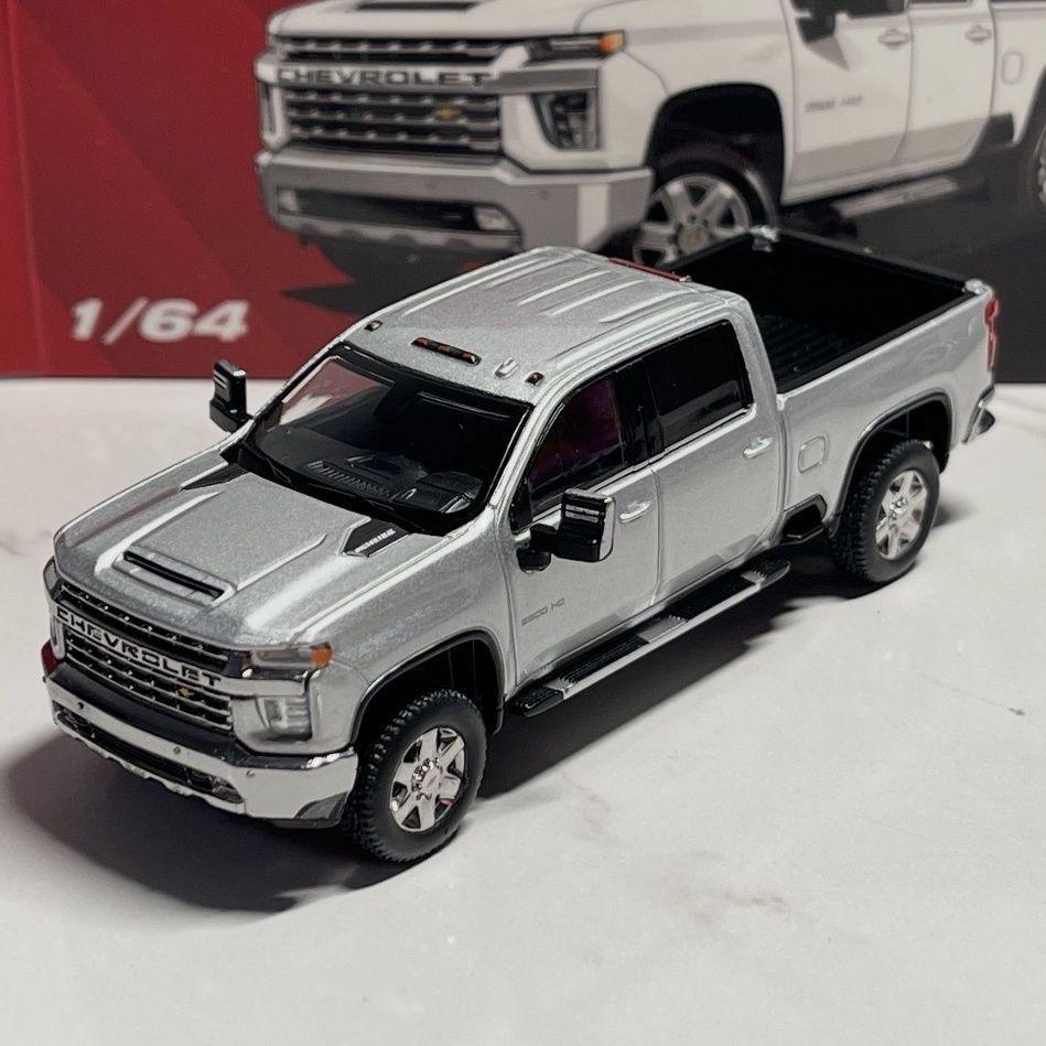 1/64 Silverado HD 2020 Alloy Pickup Car Model Diecast Metal Off-road Vehicles Car Model Simulation Miniature Scale Kids Toy Gift