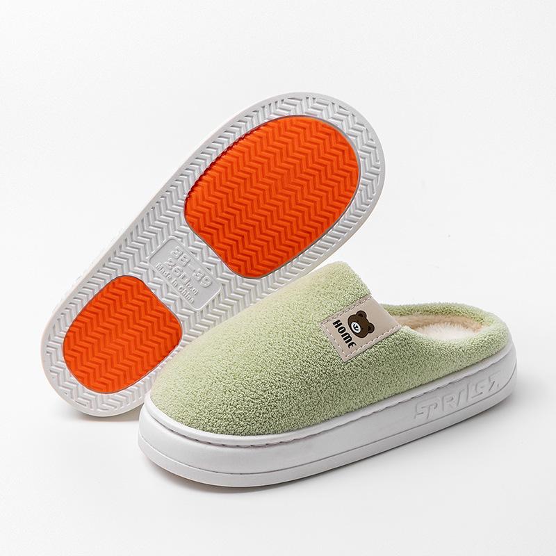 2025 new cotton slippers winter home thick bottom household cute thick bottom Korean warm fluffy slippers