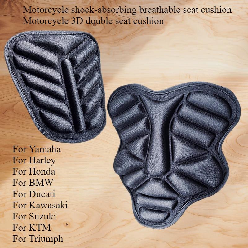 Motorcycle shock-absorbing breathable seat cushion 3D double seat cushion for Yamaha Harley Honda BMW Ducati Kawasaki Suzuki KTM