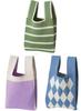 Stylish Knit Bag Set of 3 Patterns, One-handle Tote Bag for Women, Small Size for Everyday Use and Outings