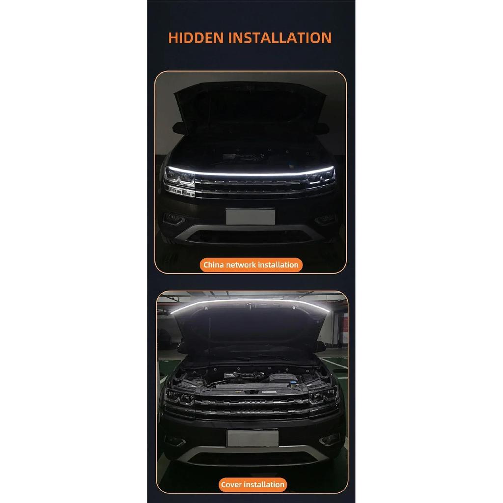 Led Car Hood Lights Universal Headlight Strip Fix Cuttable Car Decorative Atmosphere Lamps DRL Auto Daytime Running Lights Neon Lights 4