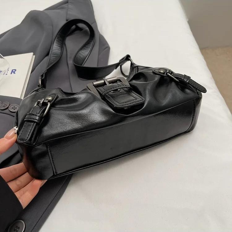 Y2K Retro Plissierte Hobo Schultertasche für Damen Maillard Stil Clutch Handtasche für Reisen Arbeit Einkaufen