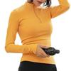 Camiseta de manga larga de Color sólido con media cremallera para mujer, blusa de gimnasio de secado rápido