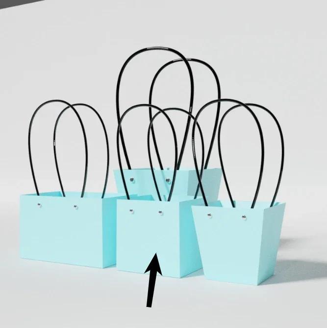 Paper Box Pink Kraft Paper Tote Bag Square Gift Bag  Flower Shop Supplies Valentine's Day Party 10pcs Fresh Flower Packaging