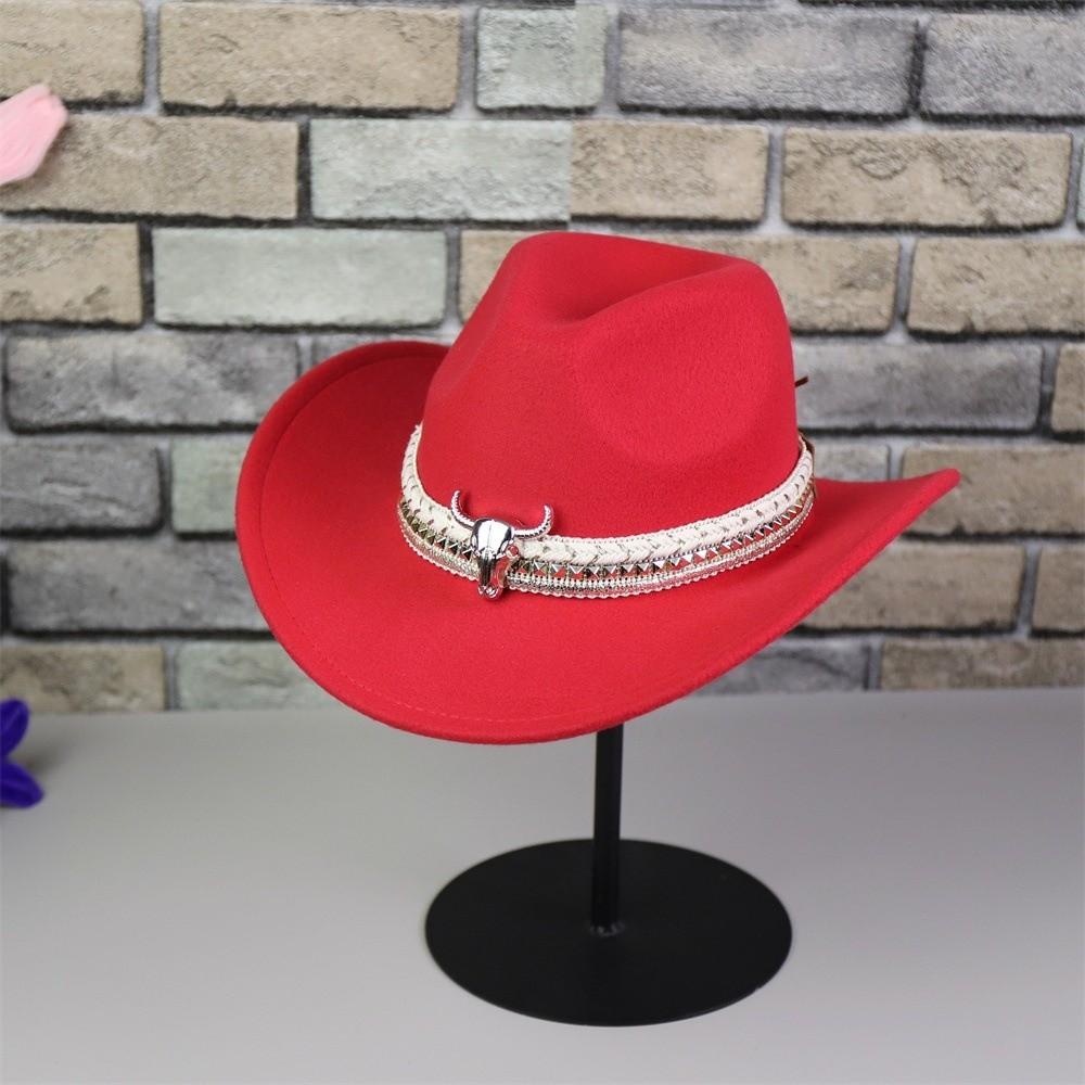 Wollene Western-Cowboy-Kappe Atmungsaktiver tibetischer Hut Coole Sonnenschutz-Ritterkappe Herren