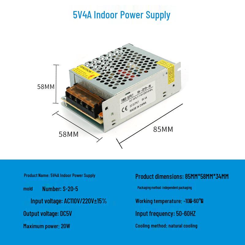 220V To 12V/24V/5V DC Power Supply for LED Strip Lights - 5A/10A/30A, 60W Transformer