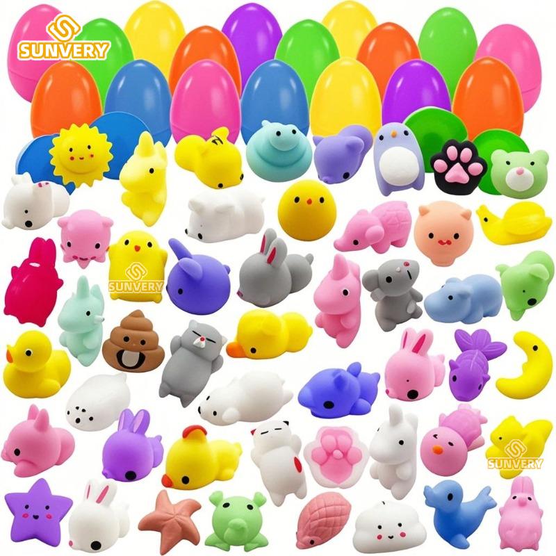 

Mochi Squishy Toy Mystery Prefilled Easter Eggs Stress Relief Squishies Toy designed for Easter Eggs Fillers School Classroom Prizes -A8044