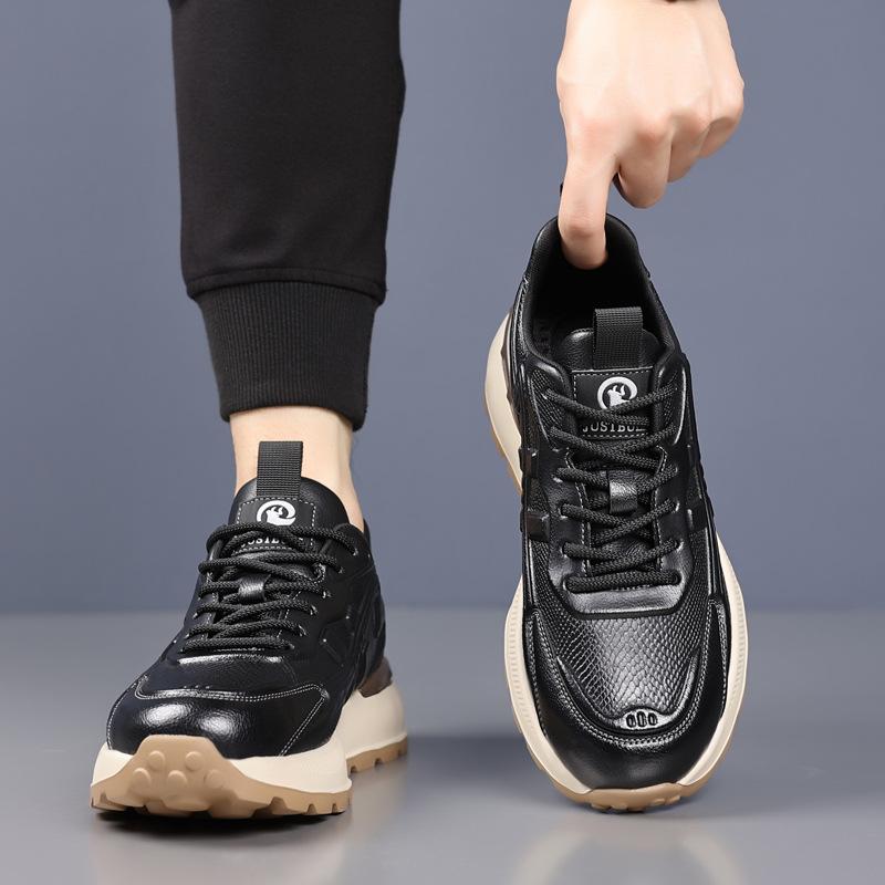 Men's Shoes Trendy Brand Leather Dad Shoes Men's Platform Sports Retro Men's Single Shoes
