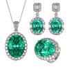 Jewelry Copper Bottom Gold-Plated Imitation Para Green High-End Egg-Shaped Jewelry Set Women'S Stone 15 * 20