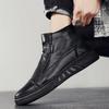 Mode Winter Herren Lederstiefel für Mann Warmes Plüsch innen High Tops Leder Freizeitschuhe Plateau Schnee Knöchel Dickes Plüsch Baumwollschuh