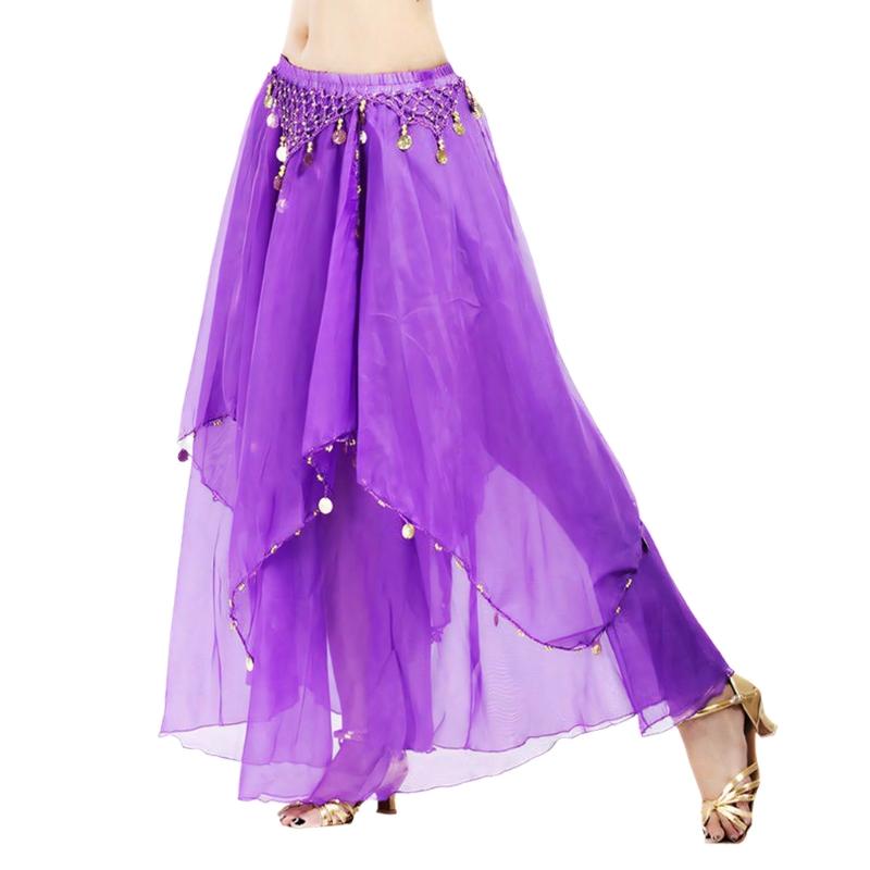 Elastic Waist Belly Dance Skirt With Dangling Coins Loose Design Fashion Costume Accessory For Shows And Parties