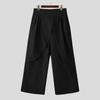 INCERUN Men Zip-Up High Waist Layers Long Trousers Casual Pants