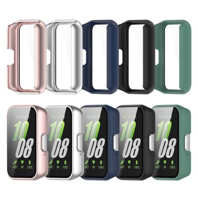 Uhrengehäuse mit gehärtetem Glas Displayschutz für Galaxy Fit3 SM-R390 Vollständige Abdeckung Stoßfester Bumper Kratzfestes PC-Material