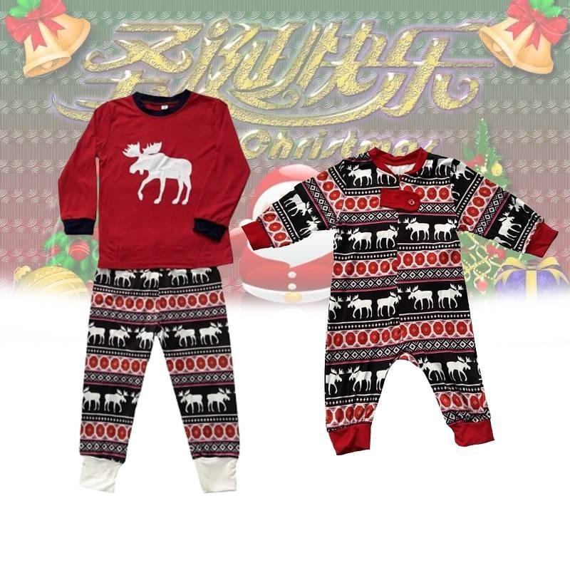 Cozy Christmas Family Matching Pajamas Set Deer Print Long Sleeve Winter Outfit
