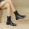 Fashion NEW Autumn/Winter Women Boots Square Toe Chunky Heel Boots Split Leather Shoes for Women Short Modern Boots Vintage Boots Women