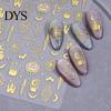 Holiday Nail Stickers Halloween 3D Art Stickers, Metallic Golden Pumpkin Ghost Spider Web DIY Supplies Witch Hat Decals, Self-Adhesive Manicure