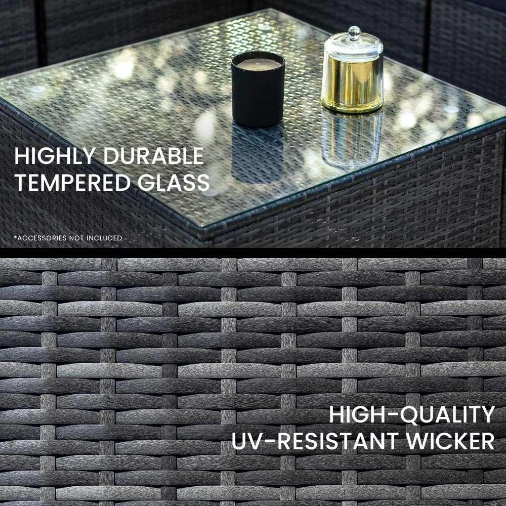 Patio Furniture Sets London Rattan 7 Piece 6 Seater Modular Outdoor Lounge Setting With Coffee Table Grey