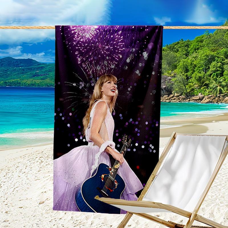 1pc Taylor Swift2 Beach Towel, Beach and Seaside Swimming Pool Equipment, Fashion Pattern, Rectangular, Travel Essentials