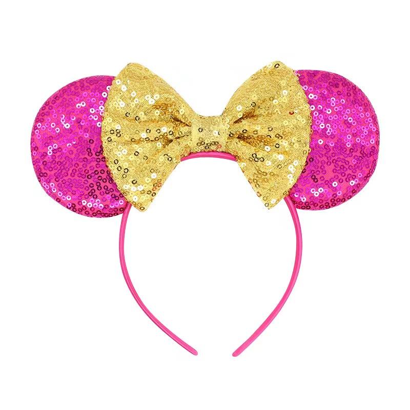 Neue fluoreszierende Farben Mausohren Stirnband für Mädchen Glänzende Pailletten Schleife Haarband Festival Party Cosplay DIY Haarschmuck