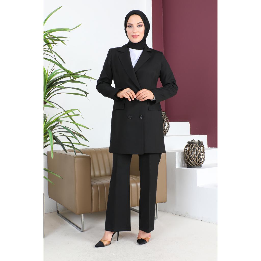 Costum cu jachetă crep dublu