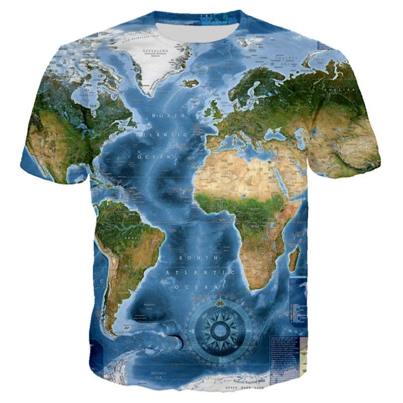 Unisex 3D Printed Map T-Shirt For Women Funny Animal Pattern Tees Summer Oversized O-Neck Top Harajuku Short Sleeve T Shirts Streetwear