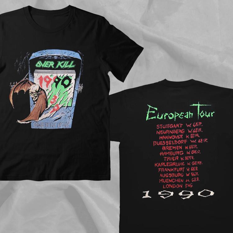 Overkill Thrash Metal Vintage 90 European Tour Black Double Sided T-Shirt XXL